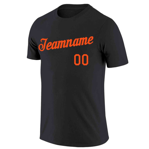 Custom Black Orange Classic Style Crew neck T-Shirts Full Sublimated