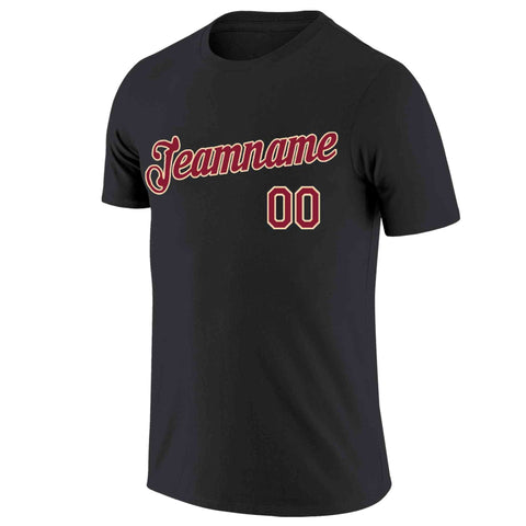 Custom Black Red-Gold Classic Style Crew neck T-Shirts Full Sublimated