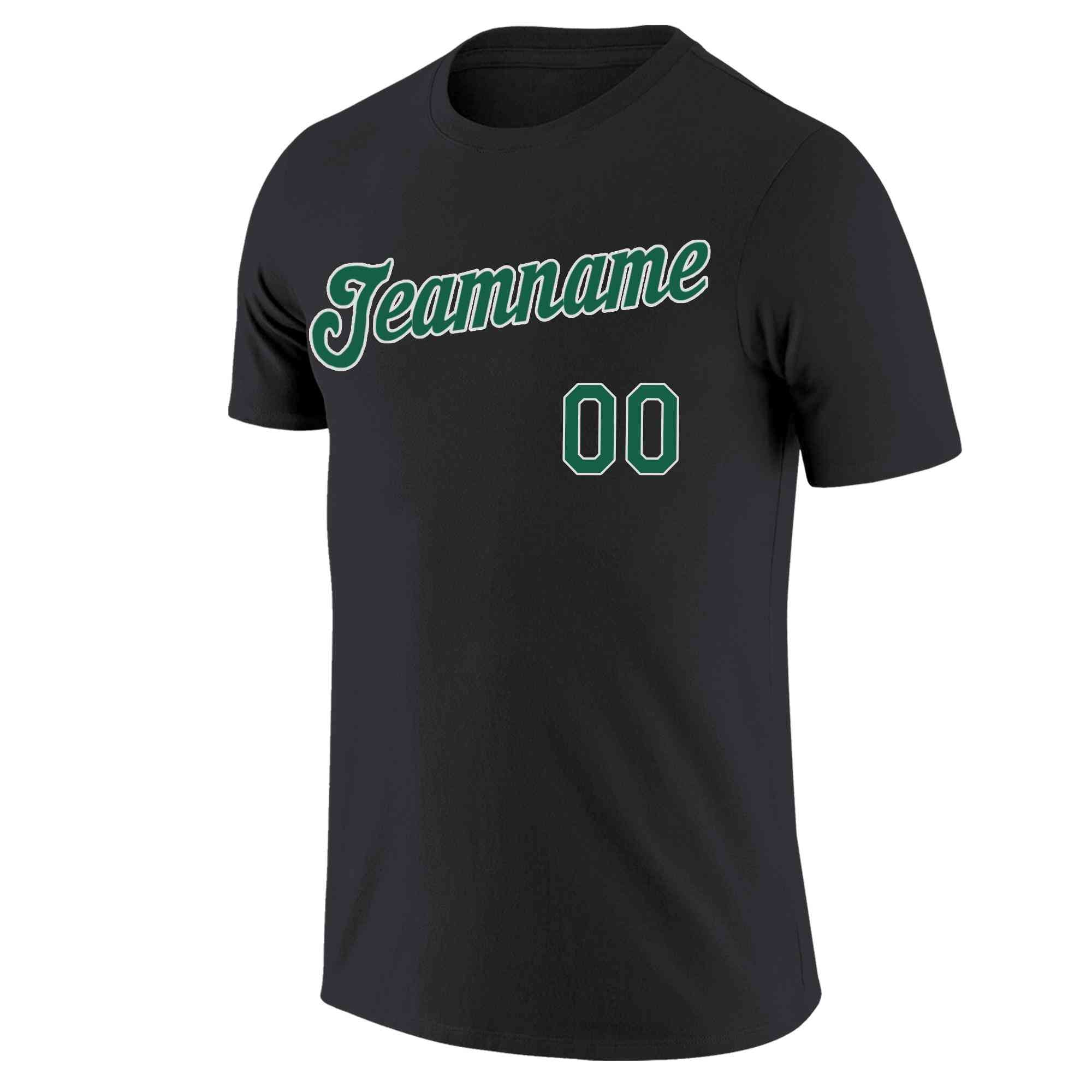 Custom Black Green-White Classic Style Crew neck T-Shirts Full Sublimated