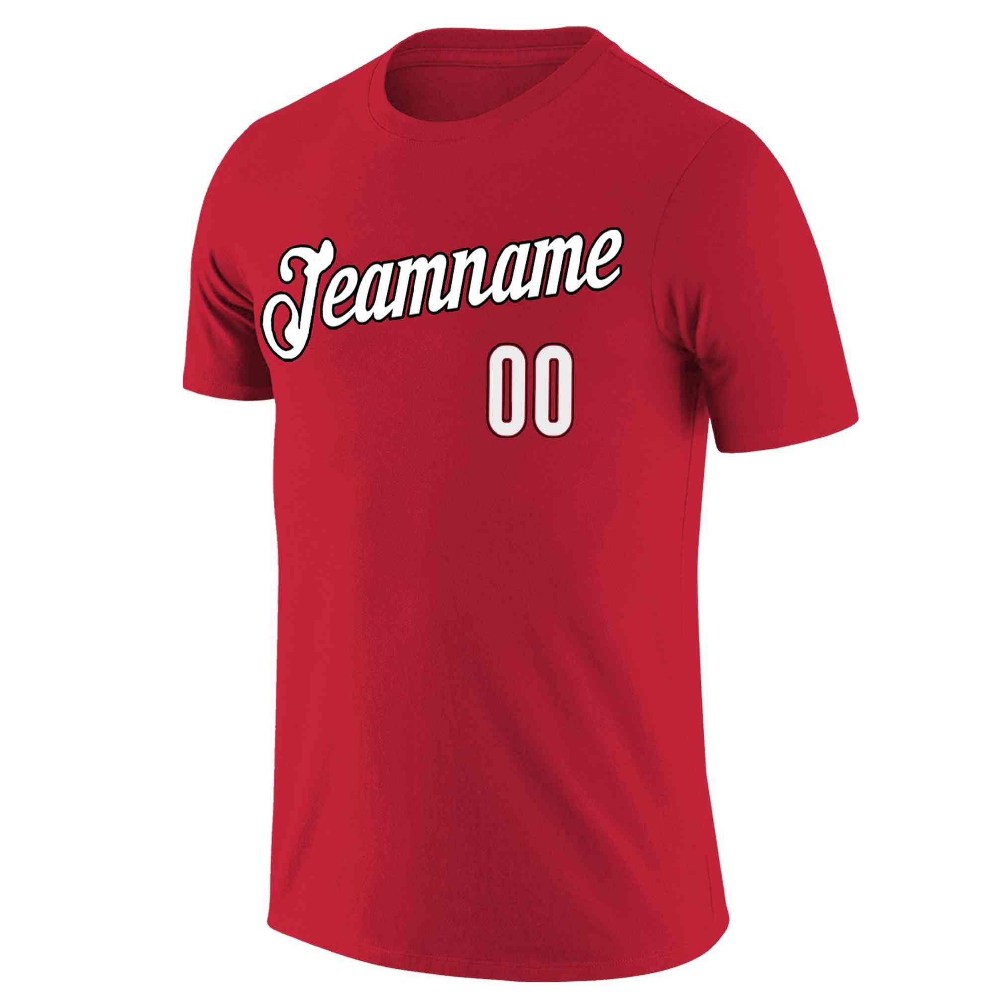 Custom Red White-Black Classic Style Crew neck T-Shirts Full Sublimated