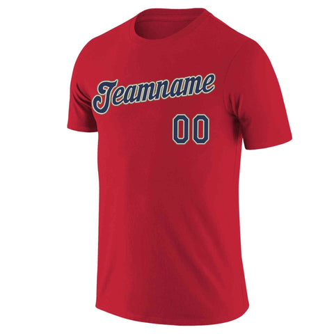 Custom Red Navy-White Classic Style Crew neck T-Shirts Full Sublimated