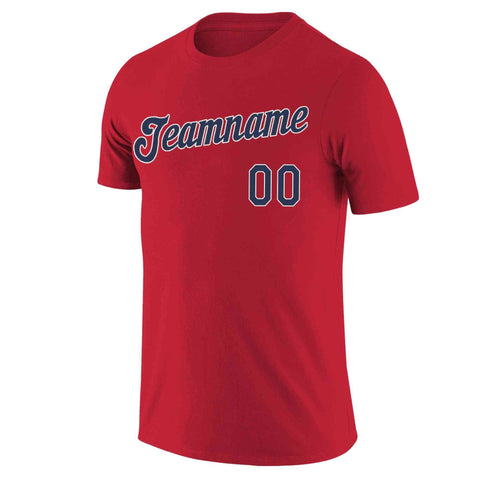 Custom Red Navy-White Classic Style Crew neck T-Shirts Full Sublimated