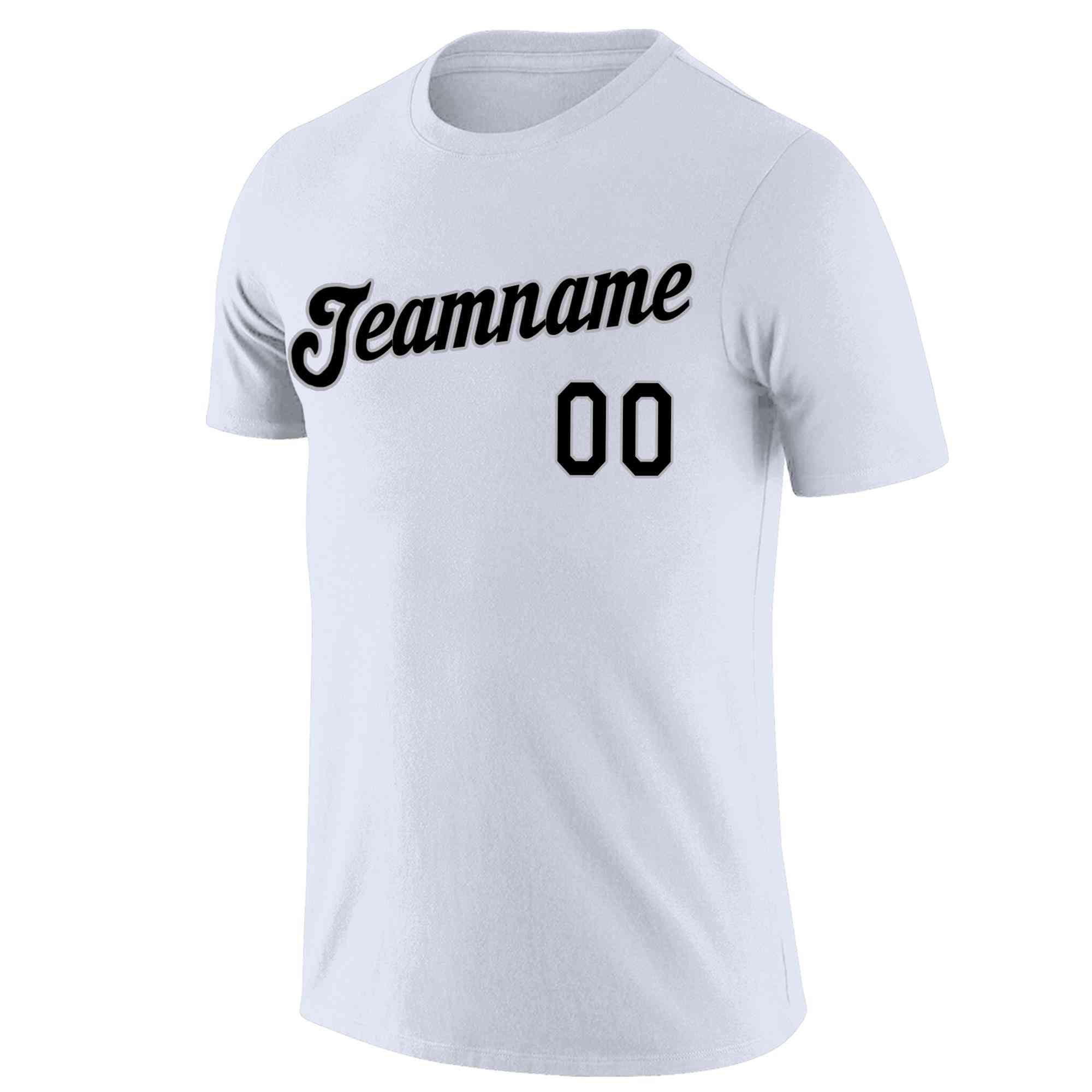 T-shirts à col rond de style classique blanc noir-gris personnalisés entièrement sublimés