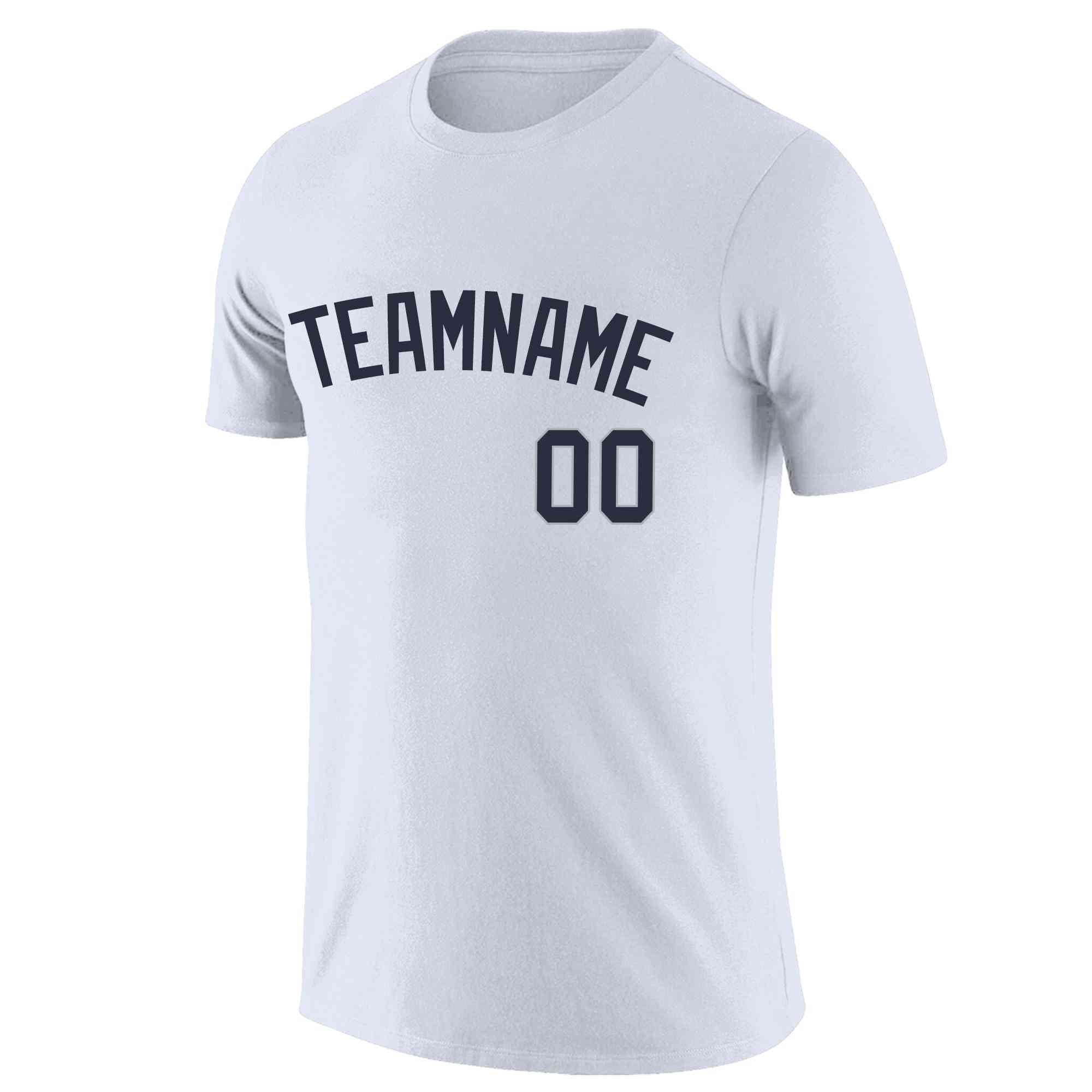 Custom White Navy Classic Style Crew neck T-Shirts Full Sublimated