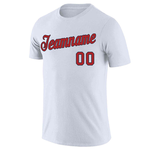 Custom White Red-Navy Classic Style Crew neck T-Shirts Full Sublimated