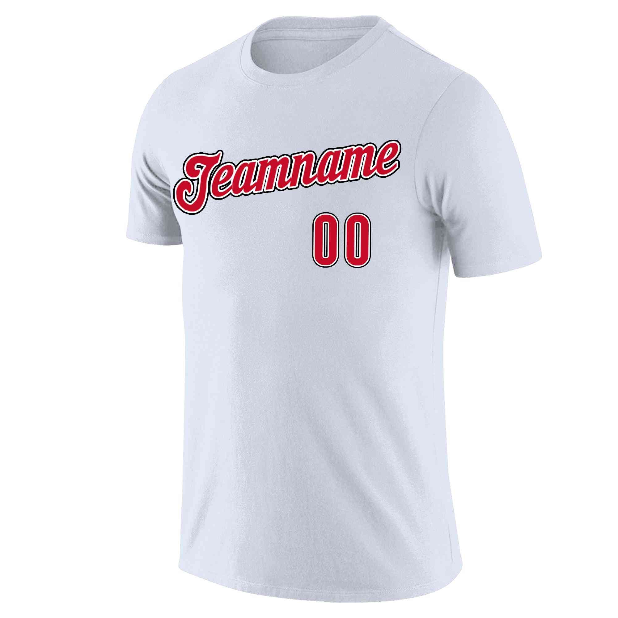 Custom White Red-White Classic Style Crew neck T-Shirts Full Sublimated