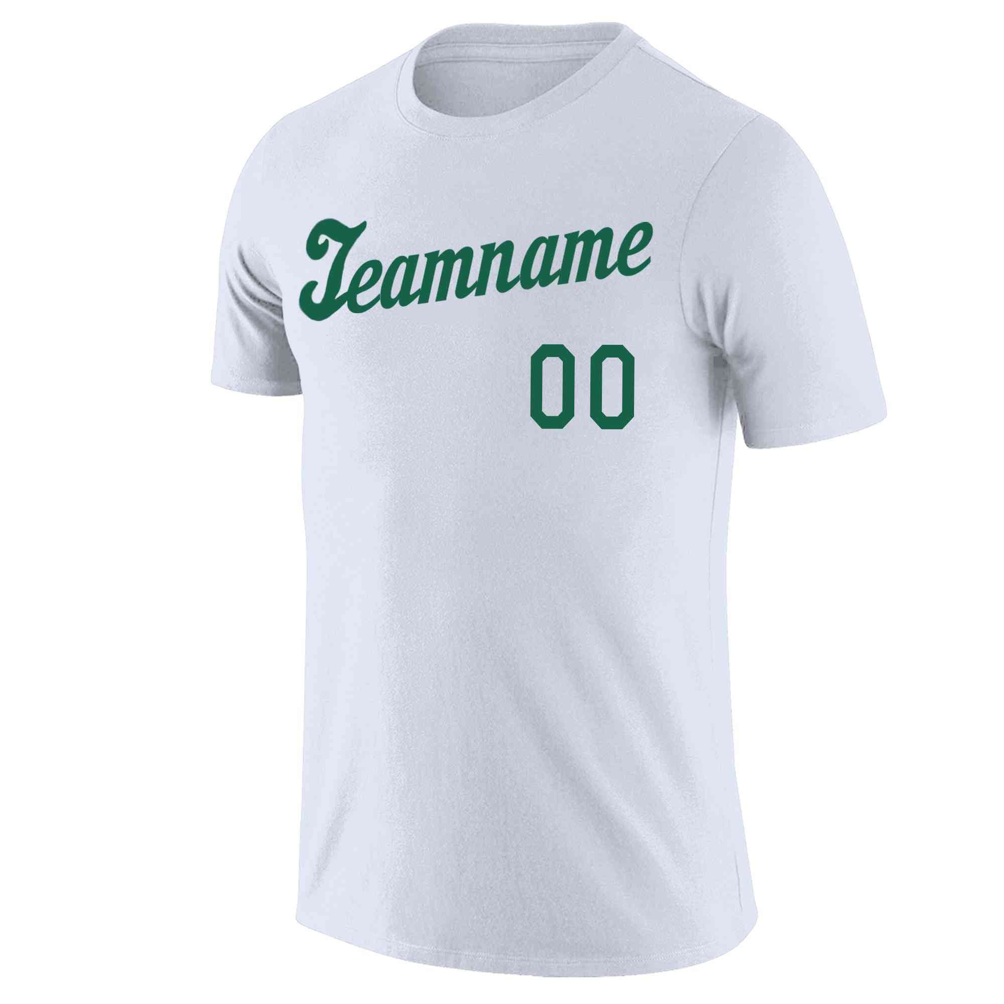 T-shirts à col rond de style classique blanc vert personnalisés entièrement sublimés