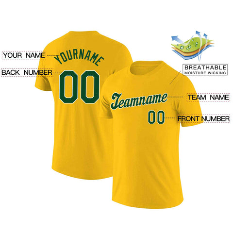 Custom Yellow Green-White Classic Style Crew neck T-Shirts Full Sublimated