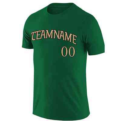 T-shirts à col rond de style classique personnalisés Kelly Green Old Gold-Black entièrement sublimés