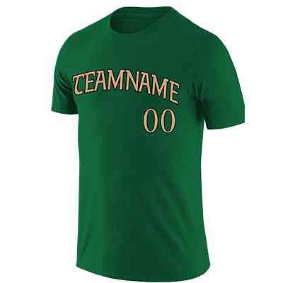 Custom Kelly Green Old Gold-Black Classic Style Crew neck T-Shirts Full Sublimated