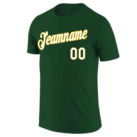 Custom Green White-Yellow Classic Style Crew neck T-Shirts Full Sublimated