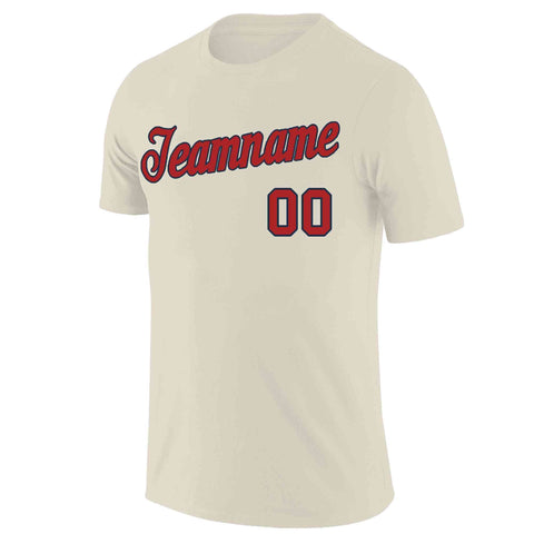 Custom Cream Red-Navy Classic Style Crew neck T-Shirts Full Sublimated