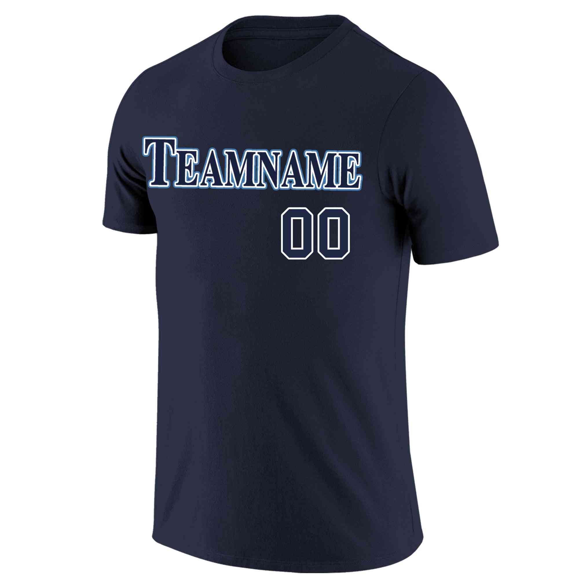 Custom Navy Navy-White Classic Style Crew neck T-Shirts Full Sublimated