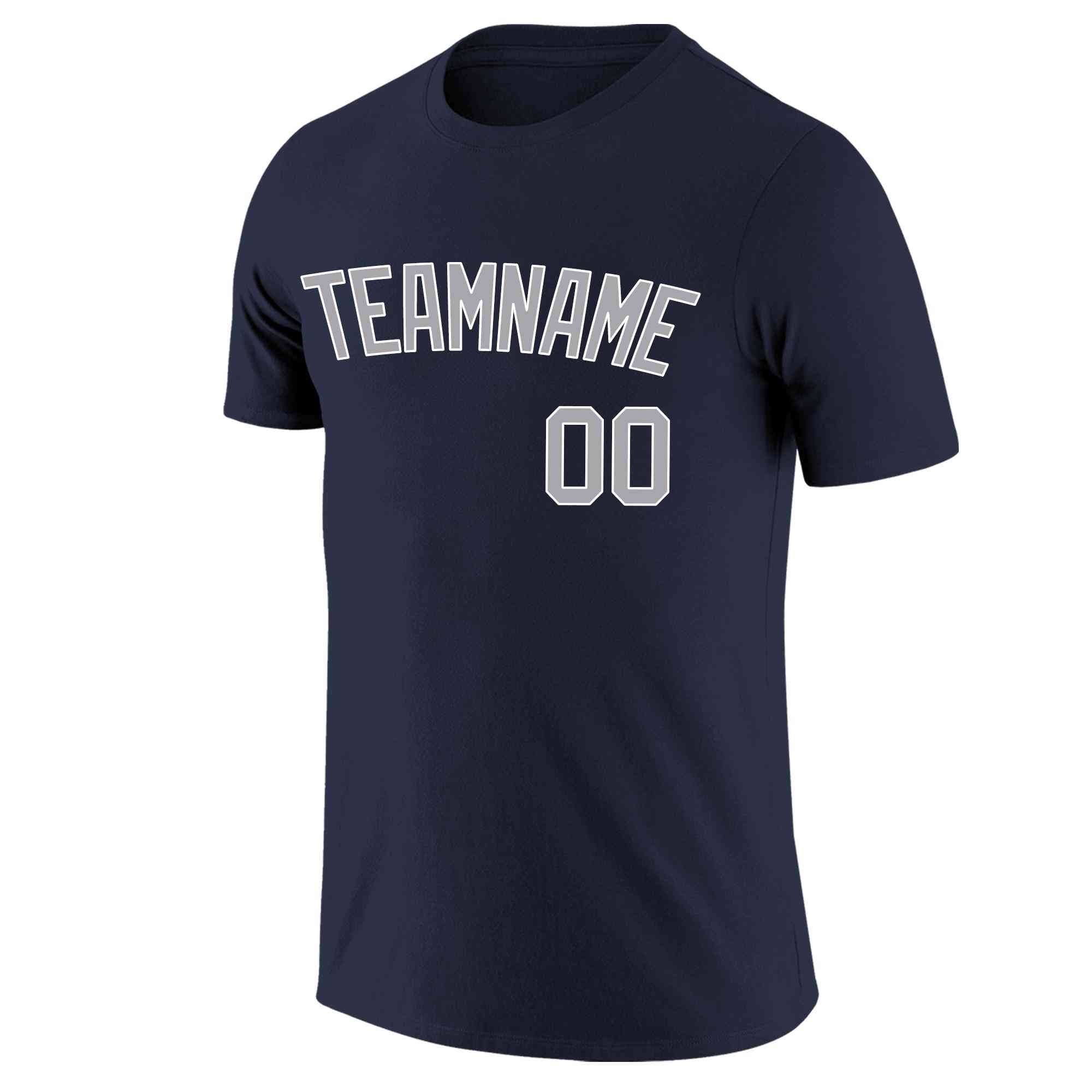 Custom Navy Gray-White Classic Style Crew neck T-Shirts Full Sublimated