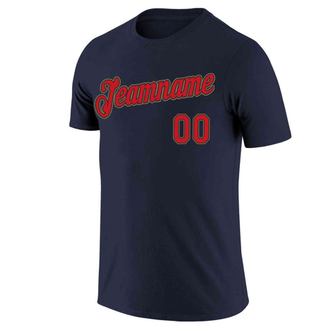 Custom Navy Red-Old Gold Classic Style Crew neck T-Shirts Full Sublimated