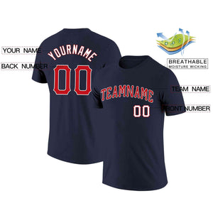 Custom Navy Red-White Classic Style Crew neck T-Shirts Full Sublimated