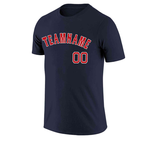 Custom Navy Red-White Classic Style Crew neck T-Shirts Full Sublimated