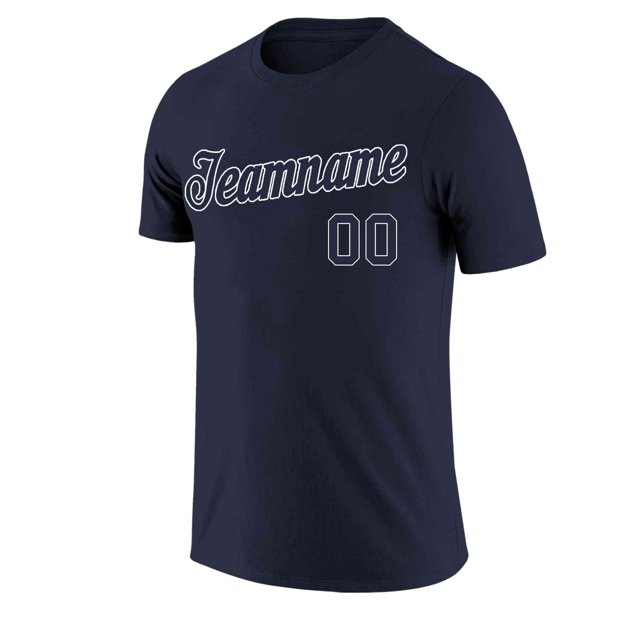 Custom Navy White Classic Style Crew neck T-Shirts Full Sublimated