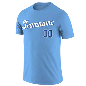 Custom Light Blue White-Royal Classic Style Crew neck T-Shirts Full Sublimated