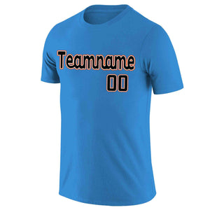 Custom Powder Blue Black-White Classic Style Crew neck T-Shirts Full Sublimated