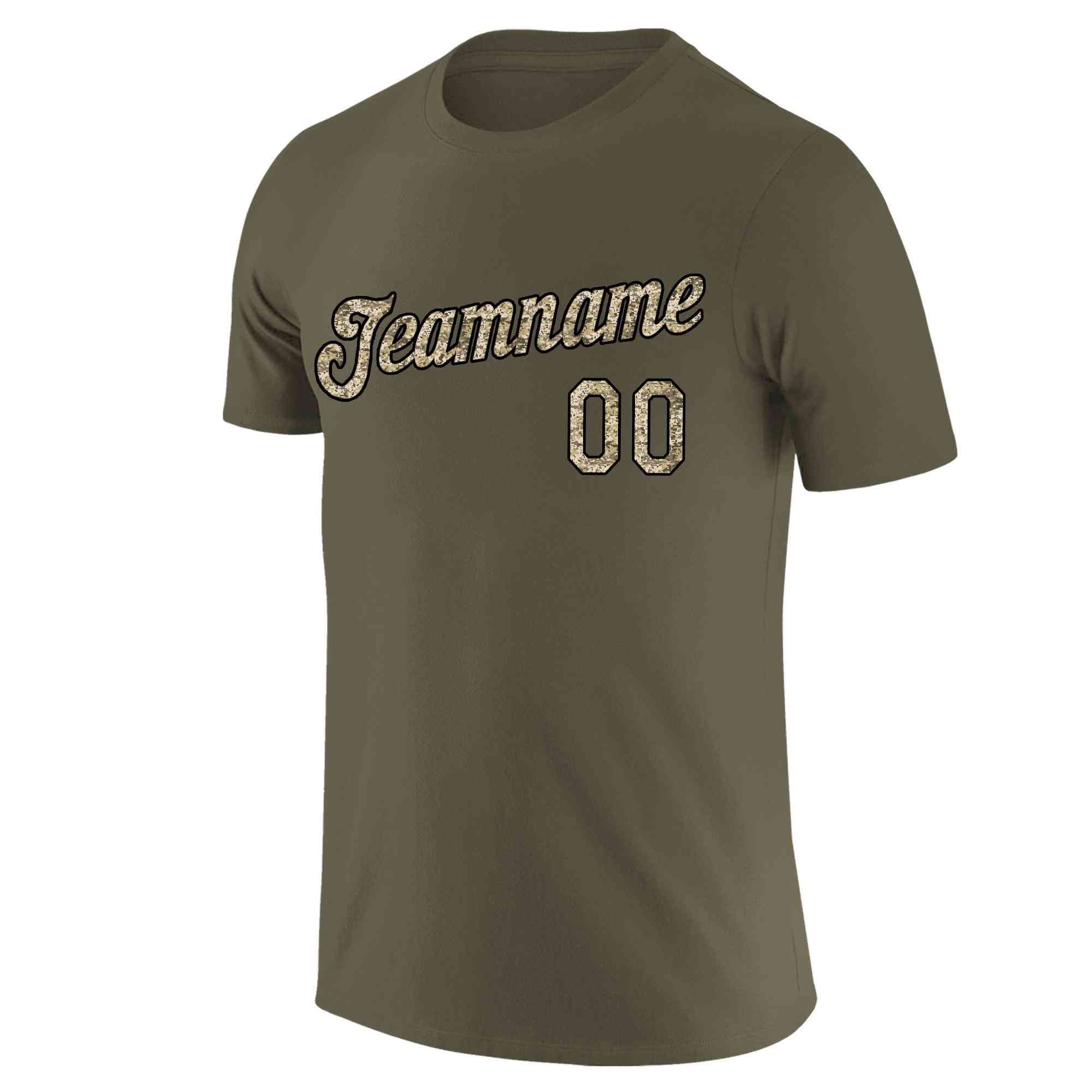 Custom Olive camo Classic Style Crew neck T-Shirts Full Sublimated