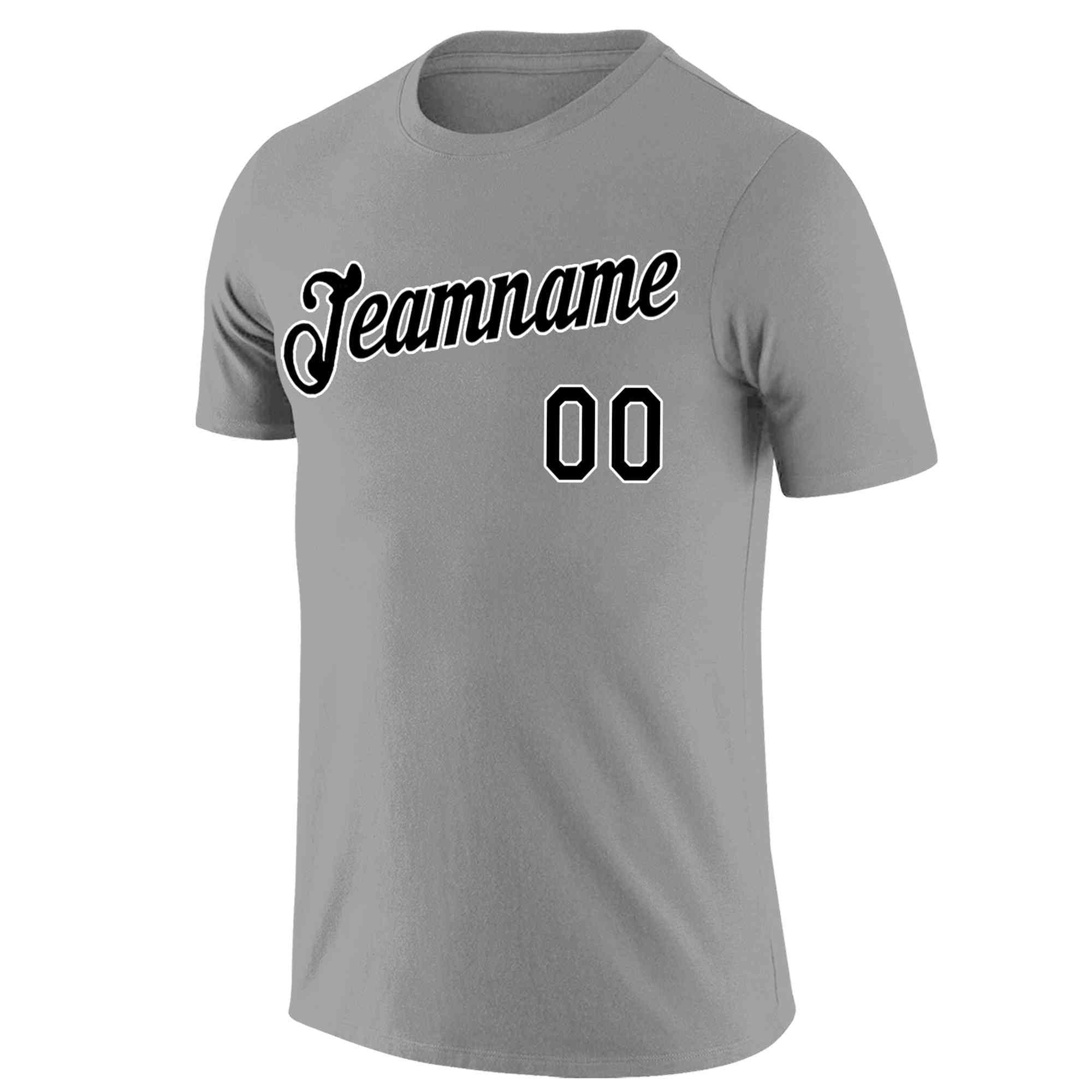 Custom Gray Black-White Classic Style Crew neck T-Shirts Full Sublimated