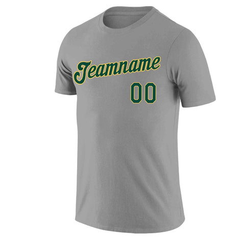 Custom Gray Green-Yellow Classic Style Crew neck T-Shirts Full Sublimated