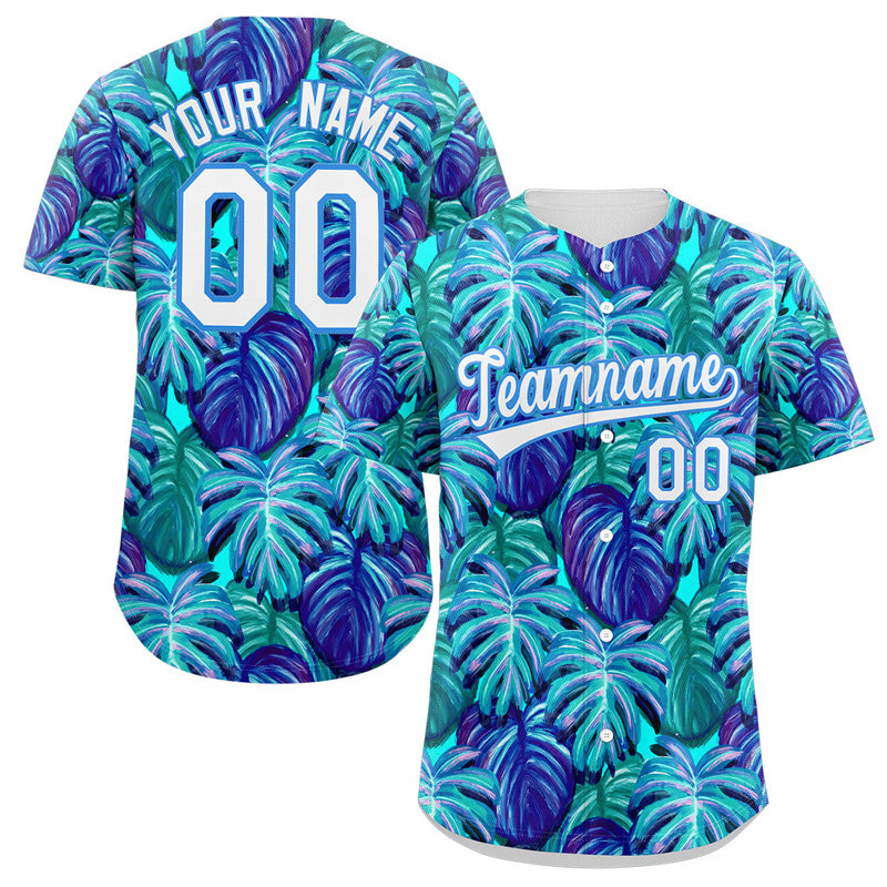 Maillot de baseball authentique à motif graffiti bleu royal blanc-poudre personnalisé