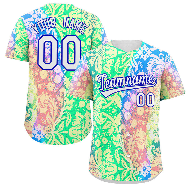 Custom Teal White-Royal Graffiti Pattern Authentic Baseball Jersey