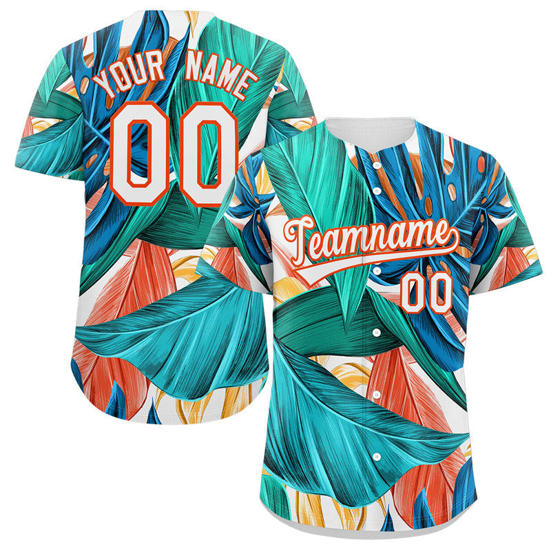 Custom Aqua White-Orange Graffiti Pattern Authentic Baseball Jersey