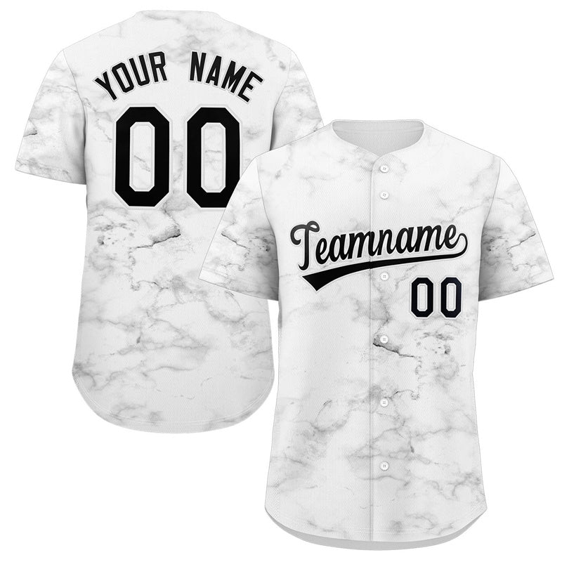 Maillot de baseball authentique à motif graffiti blanc noir-blanc personnalisé