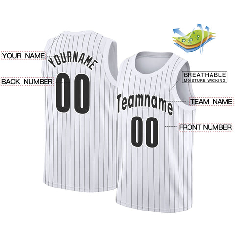 Custom White Black Stripe Fashion Tops Fashion Sportwear Basketball Jersey