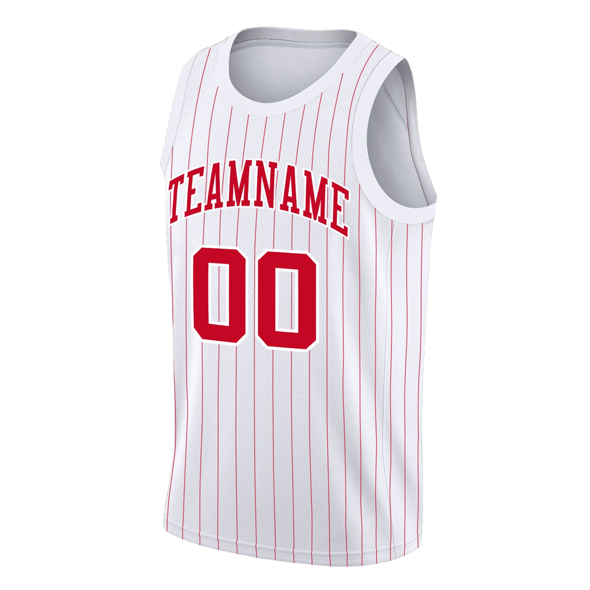 Custom White Red Stripe Fashion Tops Athletic Basketball Jersey