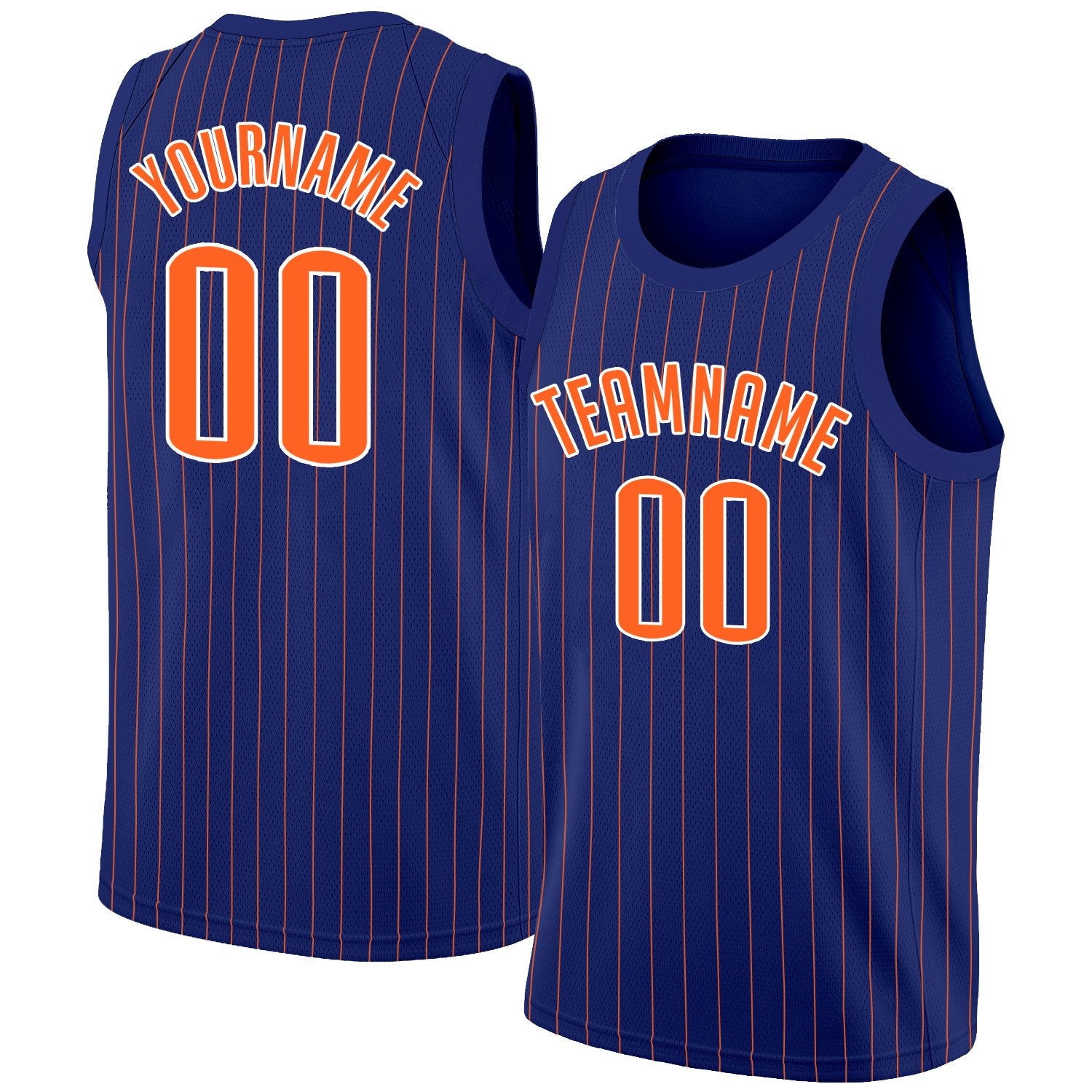 Custom Navy Orange-White Stripe Fashion Tops Basketball Jersey