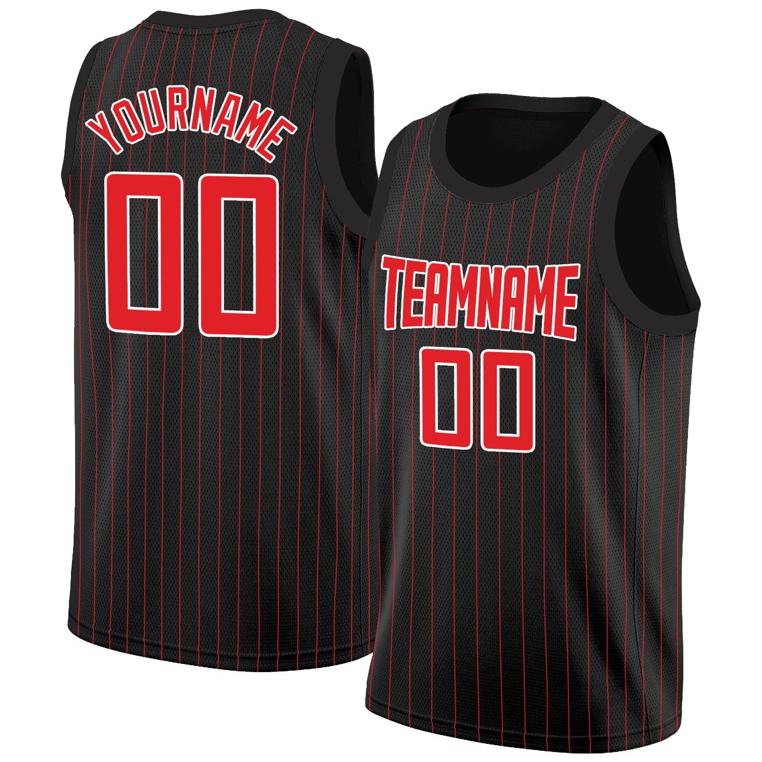 Custom Black Red-White Stripe Fashion Tops Breathable Basketball Jersey