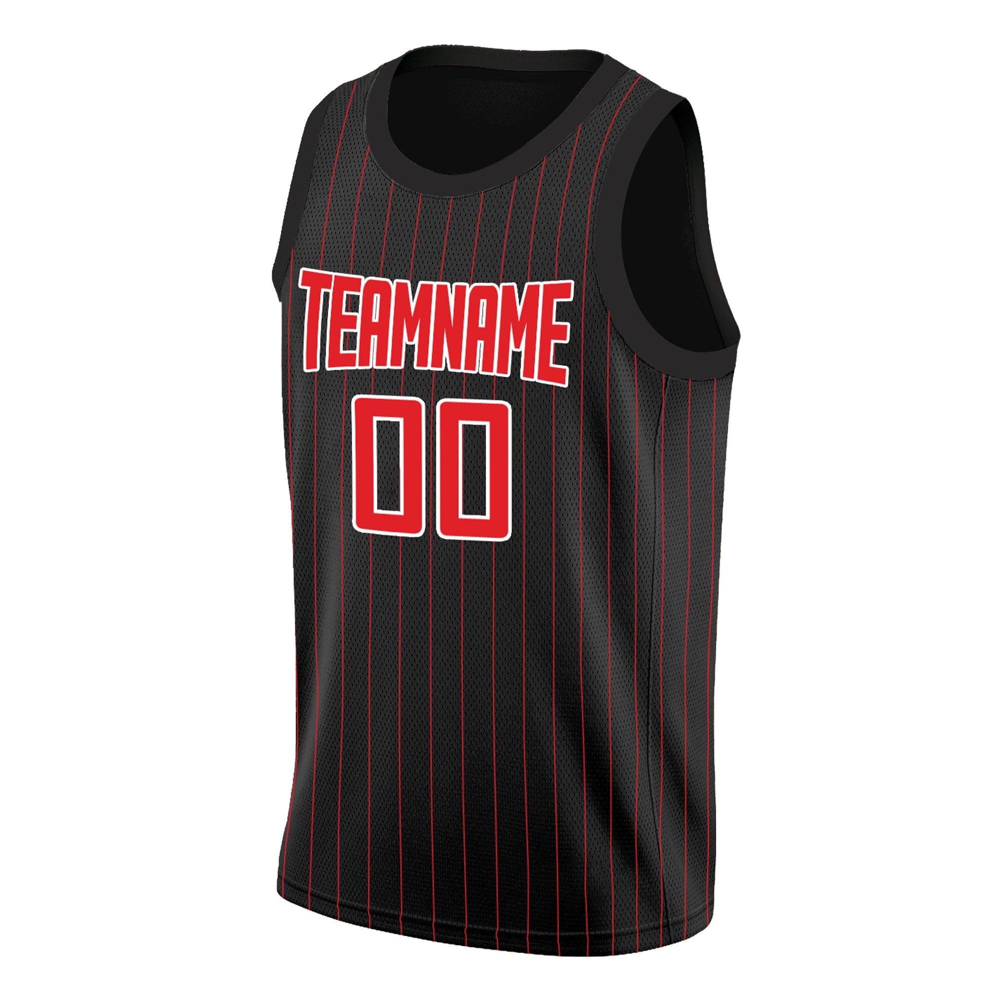 Custom Black Red-White Stripe Fashion Tops Breathable Basketball Jersey