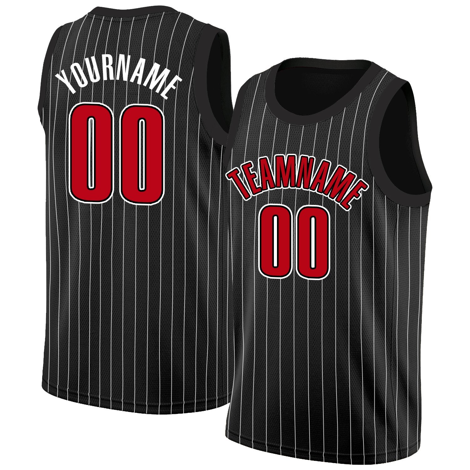 Custom Black Red-White Stripe Fashion Tops Breathable Basketball Jersey