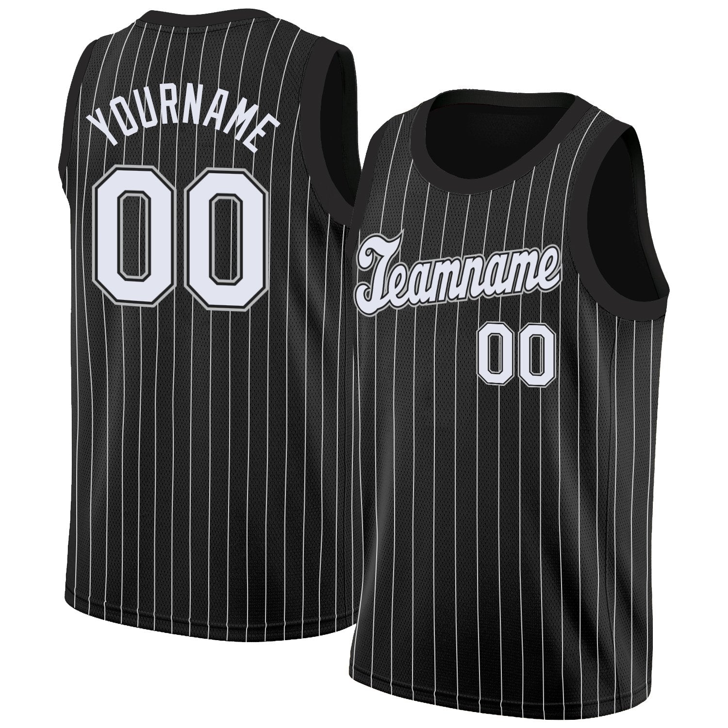 Maillot de basket-ball respirant à rayures noires et blanches faites sur commande, hauts à la mode