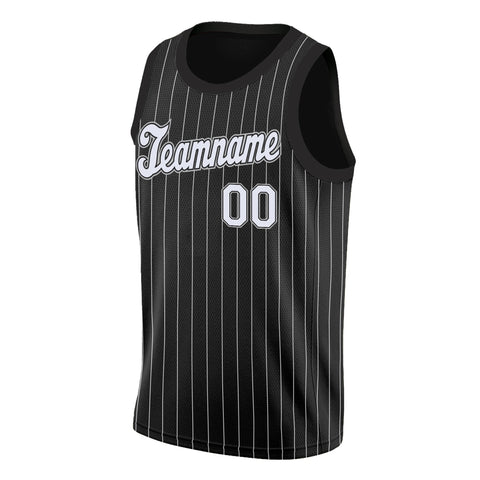 Custom Black White Black Stripe Fashion Tops Breathable Basketball Jersey