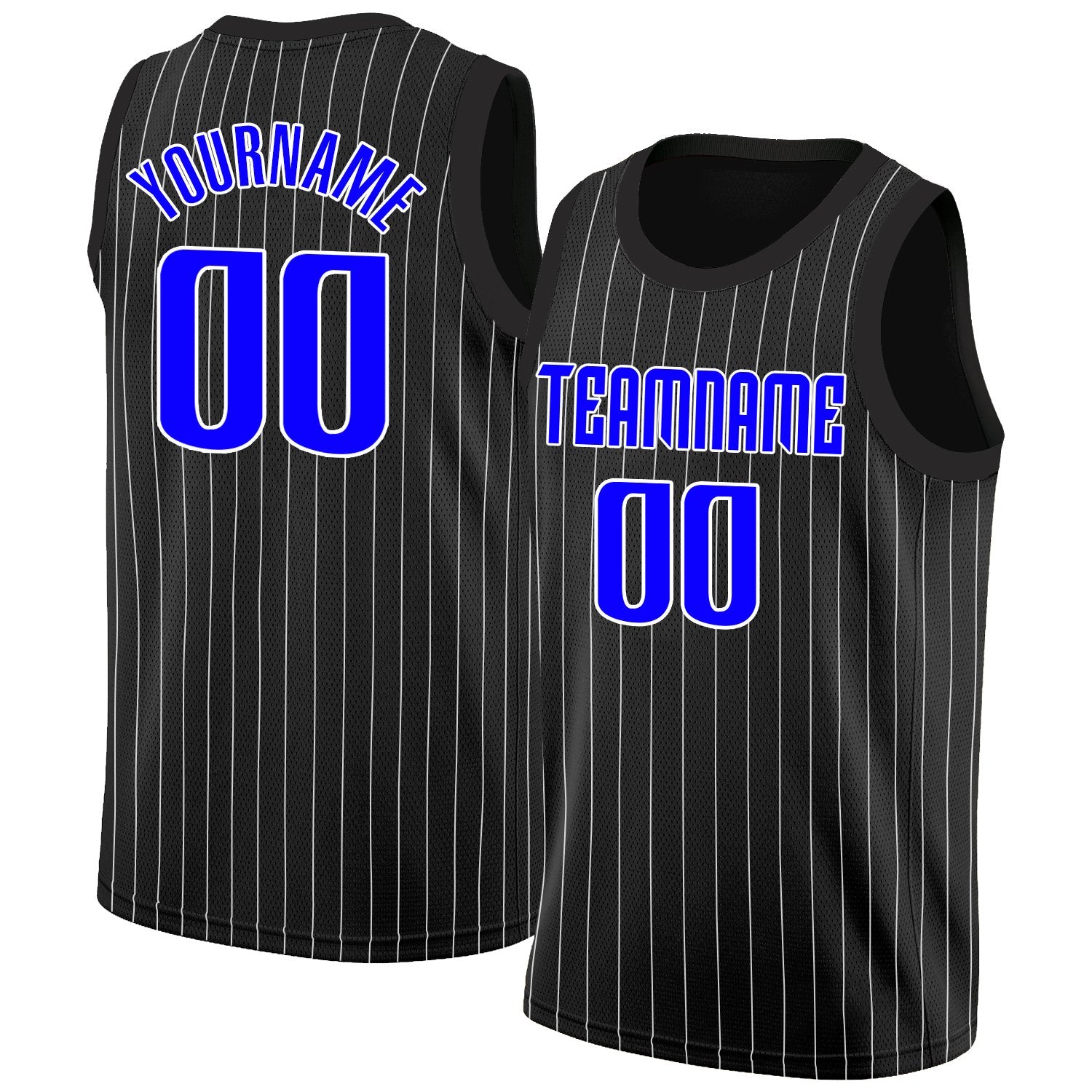 Custom Black Blue-White Stripe Fashion Tops Breathable Basketball Jersey