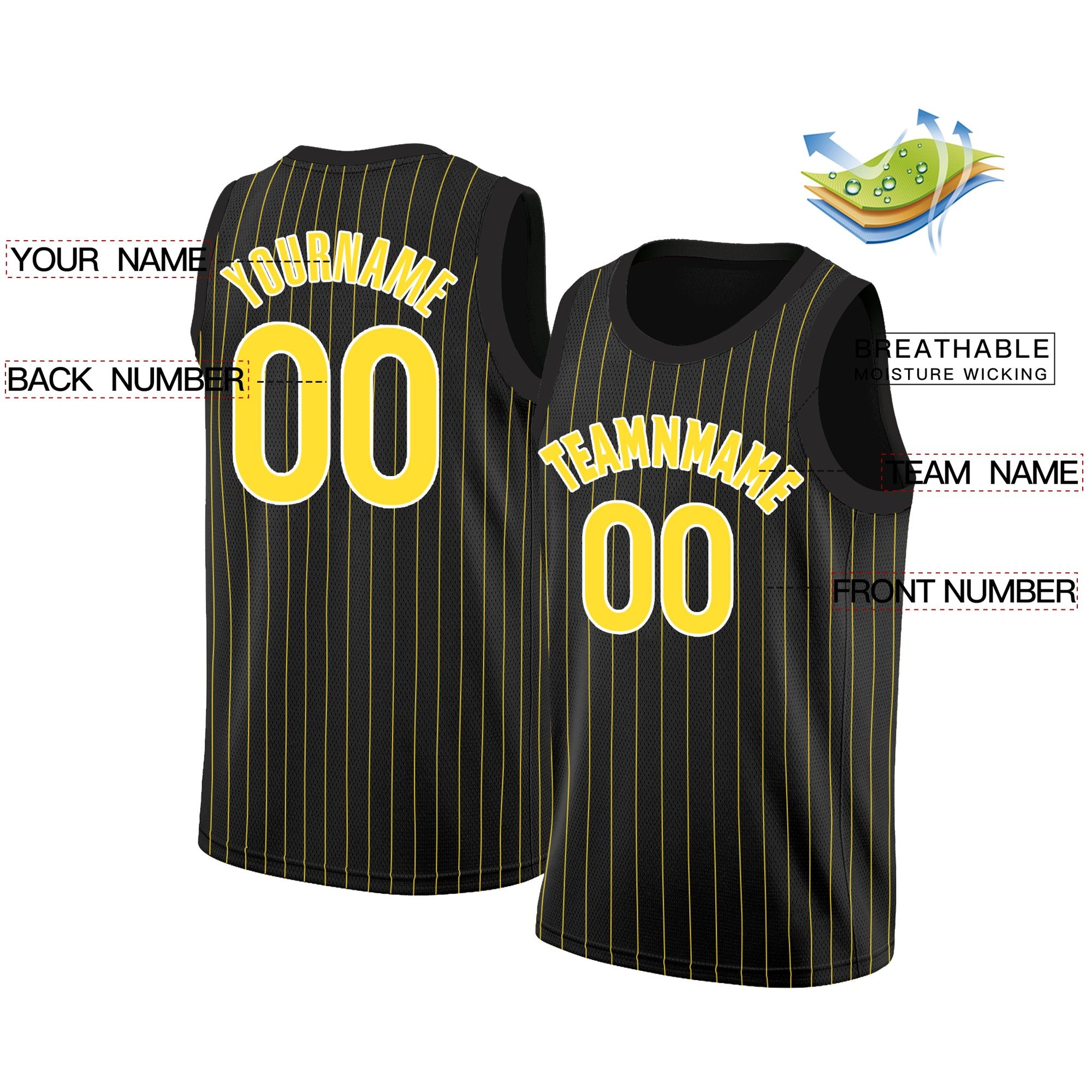 KXK Black and Yellow Basketball Jersey, Basketball Yellow Jersey - KXKSHOP