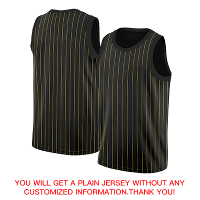 Custom Black Yellow-White Stripe Fashion Tops Breathable Basketball Jersey