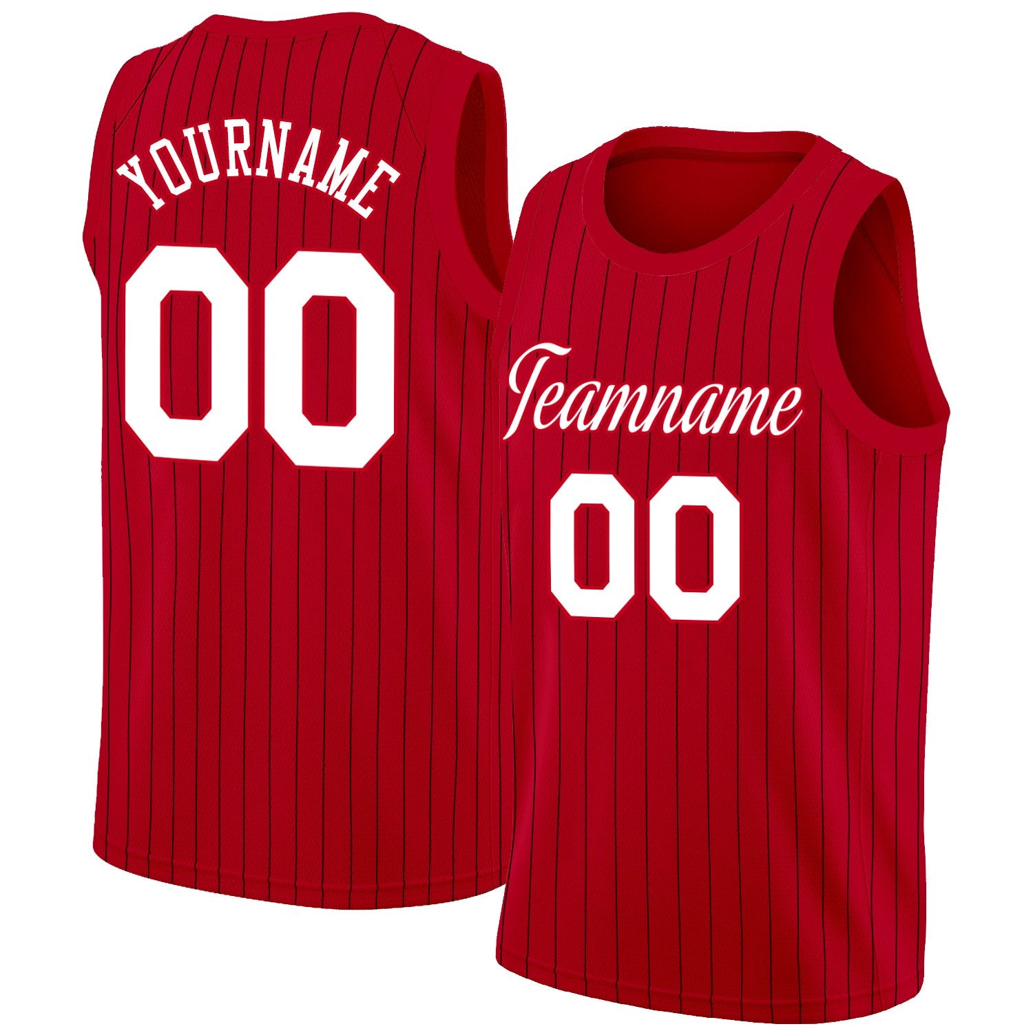 Maillot de basket-ball personnalisé à rayures blanches et rouges pour hommes/garçon