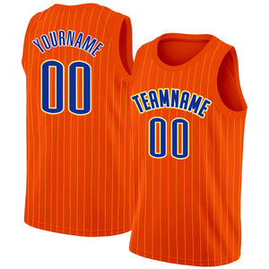 Custom Orange Royal-Yellow Stripe Fashion Tops Men/Boy Basketball Jersey