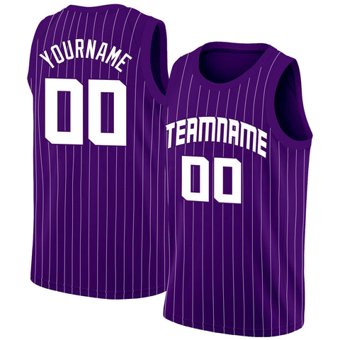 Custom Purple White Stripe Fashion Tops Sport Game Basketball Jersey