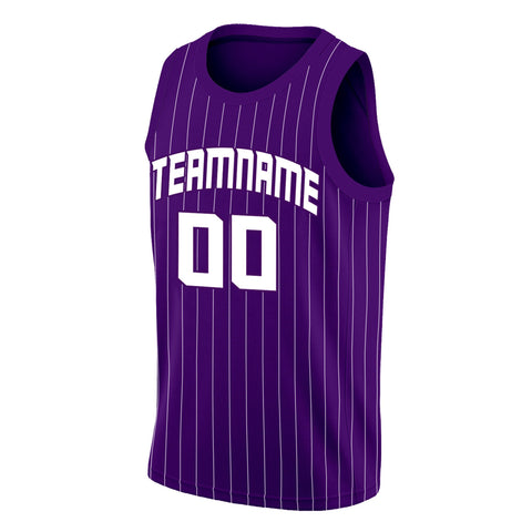 Custom Purple White Stripe Fashion Tops Sport Game Basketball Jersey