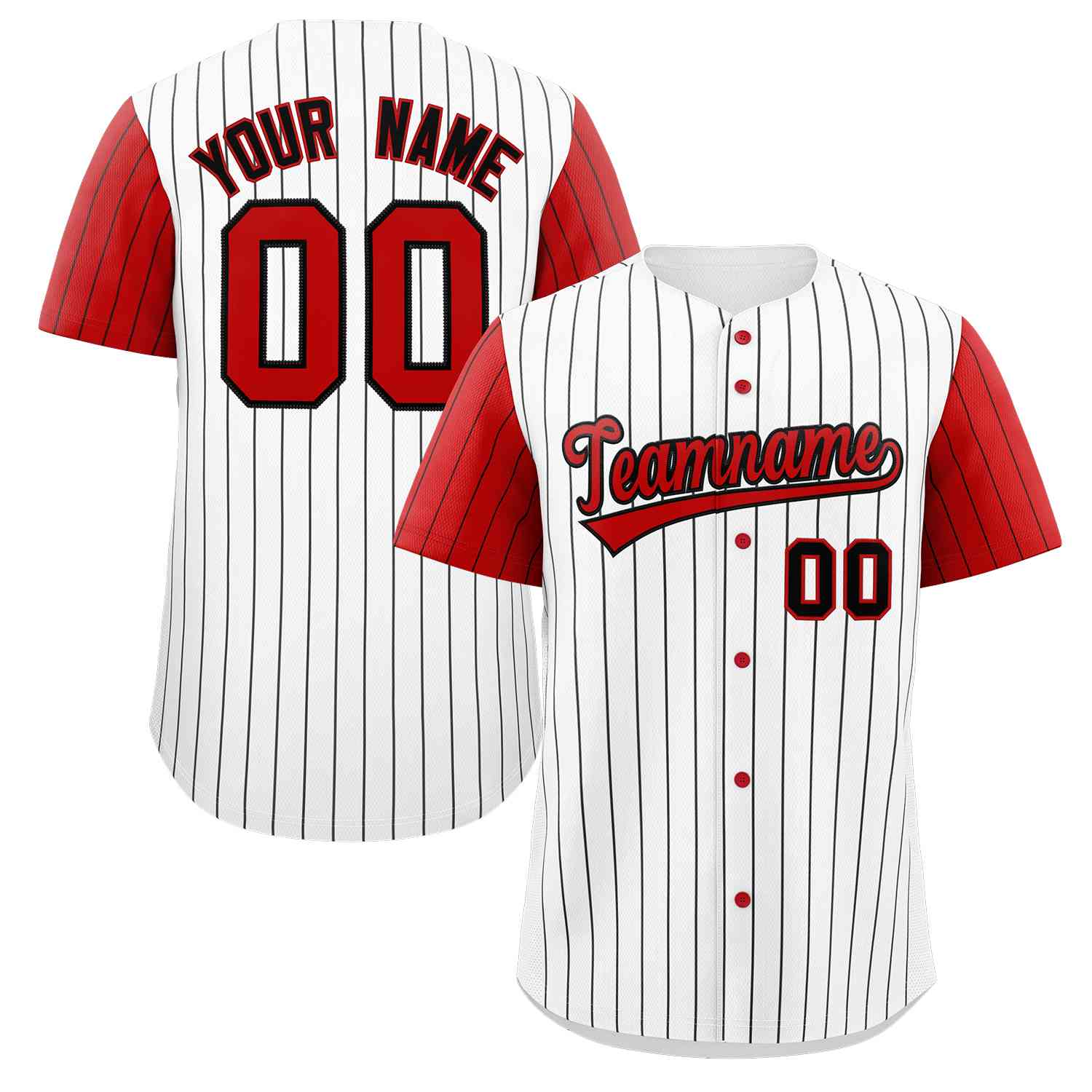 Maillot de Baseball authentique à manches Raglan, personnalisé, blanc, rouge et noir, à la mode