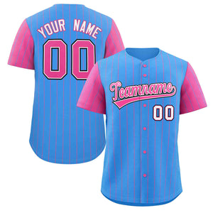 Maillot de Baseball authentique à manches Raglan, personnalisé, bleu poudre, rose et blanc, à la mode