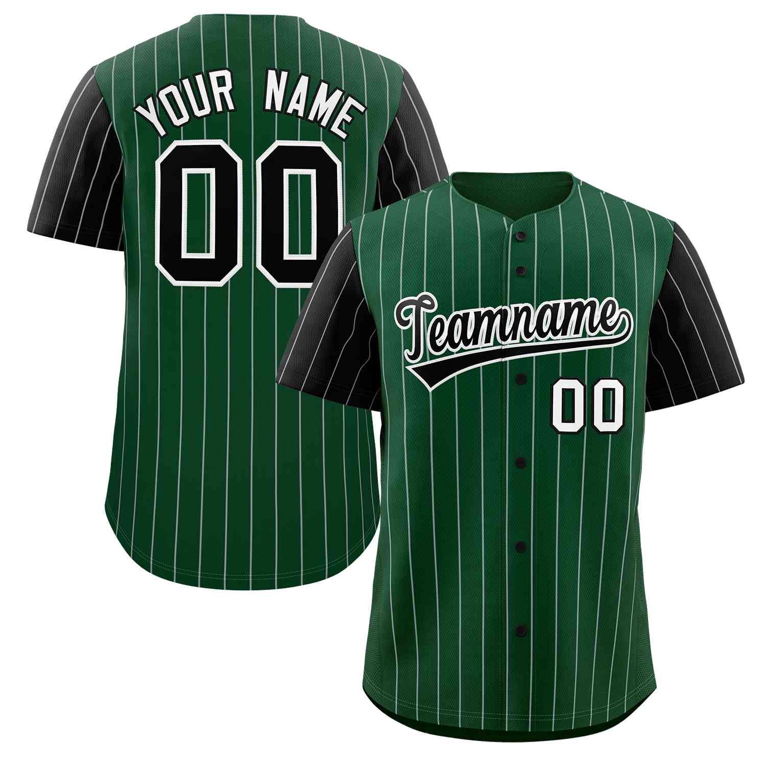 Maillot de Baseball authentique à manches Raglan, personnalisé, vert, noir et blanc, à la mode