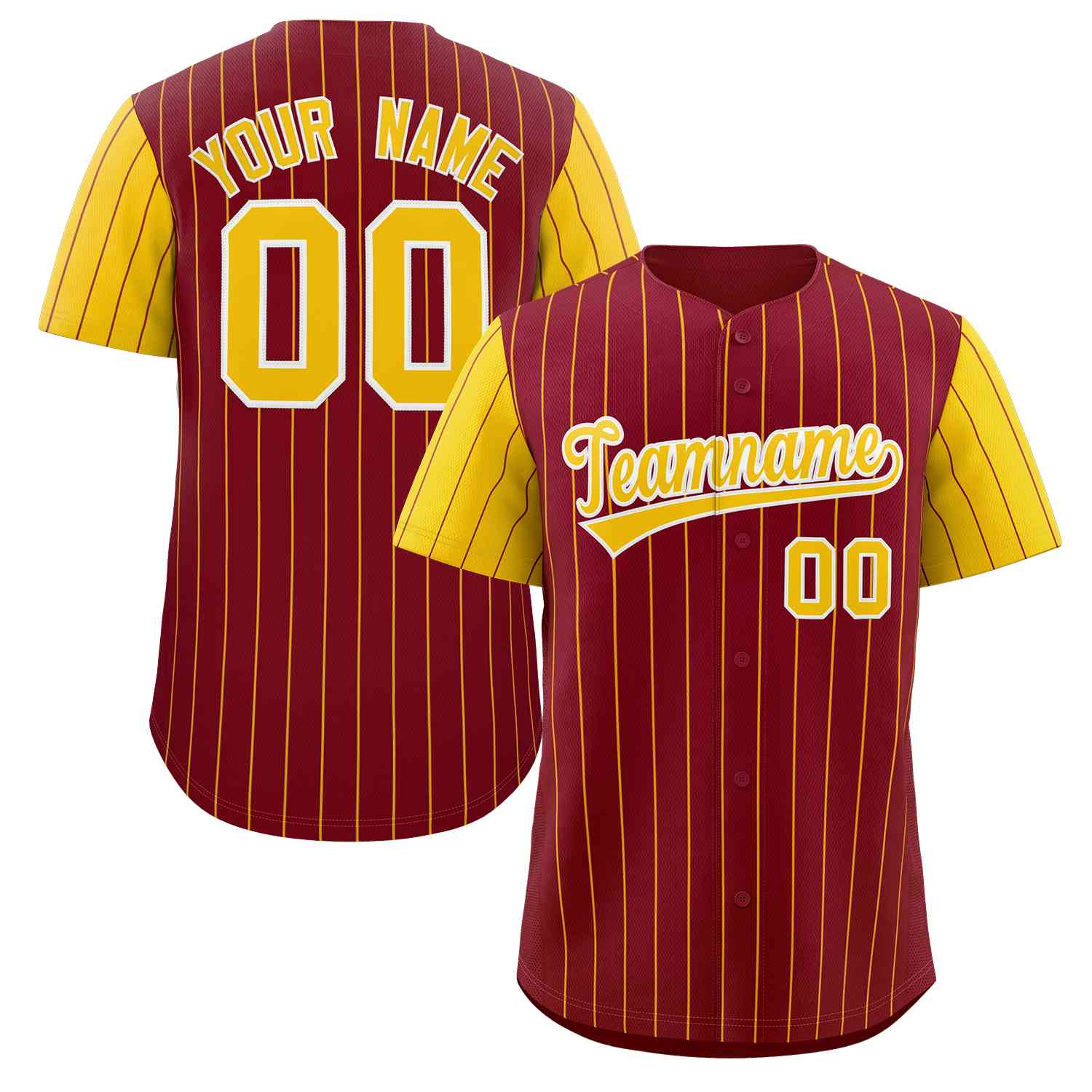 Maillot de Baseball authentique à manches Raglan, personnalisé, à rayures dorées et blanches, à la mode